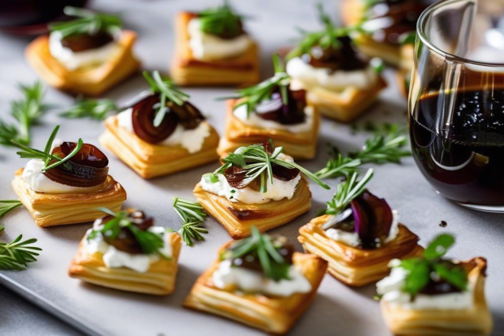 Balsamic Onion And Goat Cheese Puff Pastry Bites Recipe