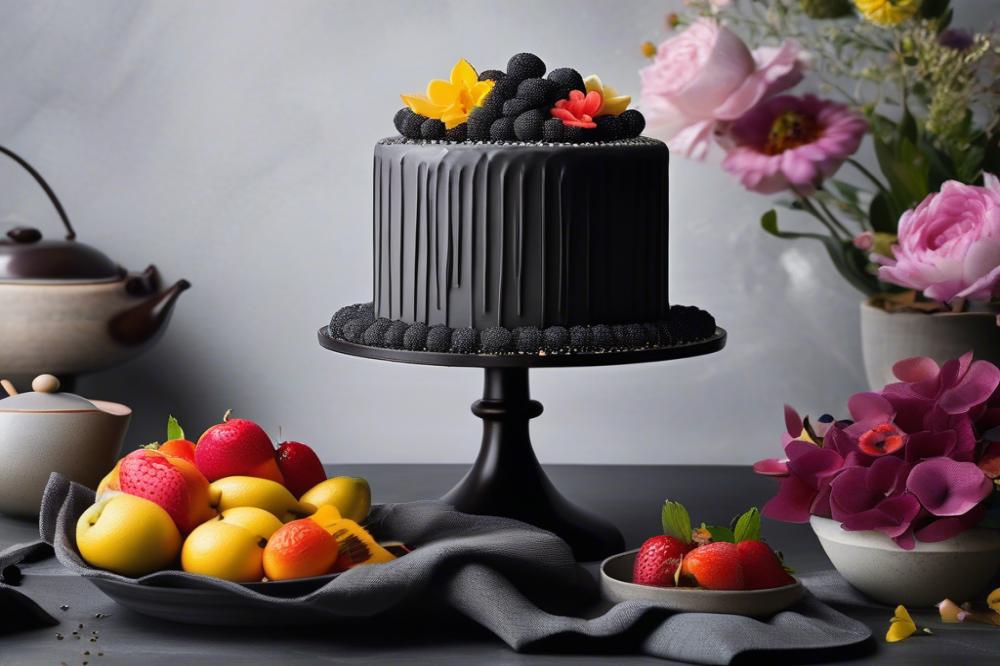 Black Sesame Layer Cake With Cream Cheese Frosting
