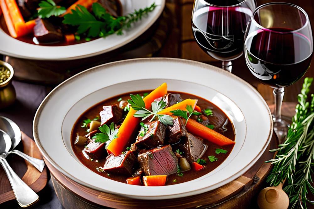 Braised Venison Stew With Red Wine And Bittersweet Chocolate