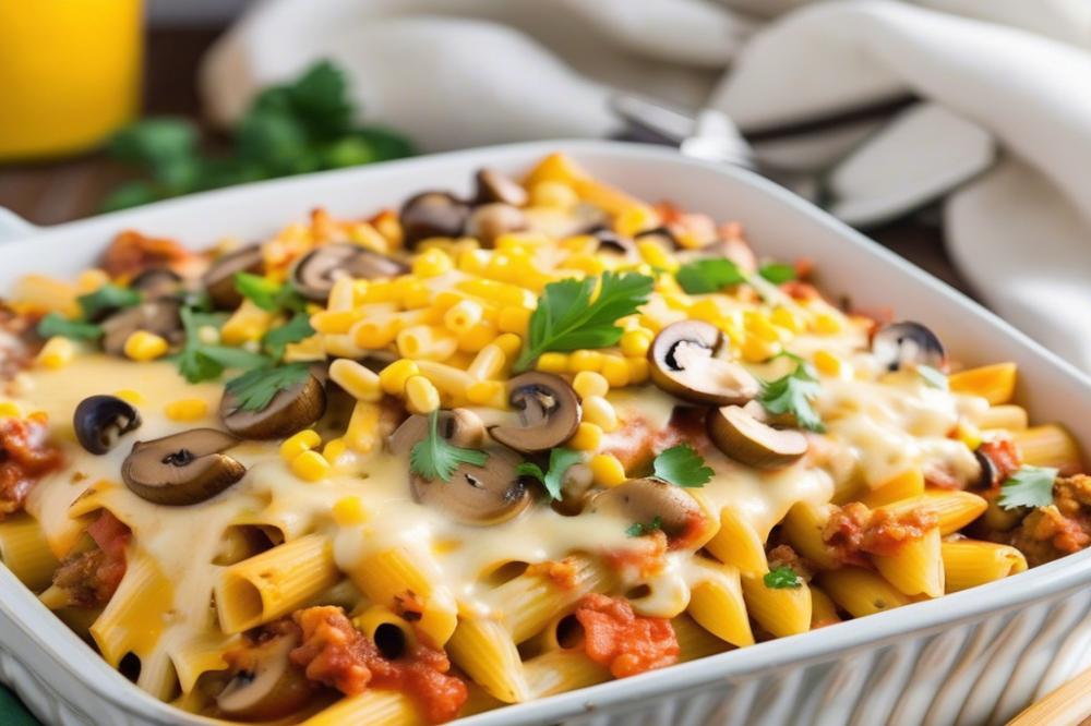 Cheesy Baked Ziti With Roasted Mushrooms And Corn Recipe