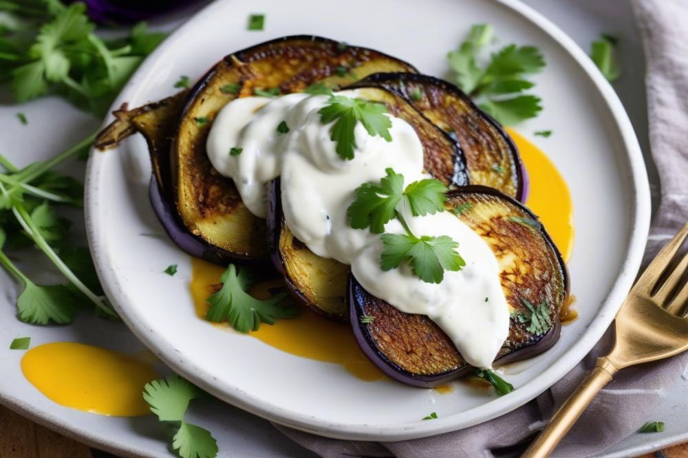Crispy Baked Eggplant With Garlic Yogurt Sauce Recipe