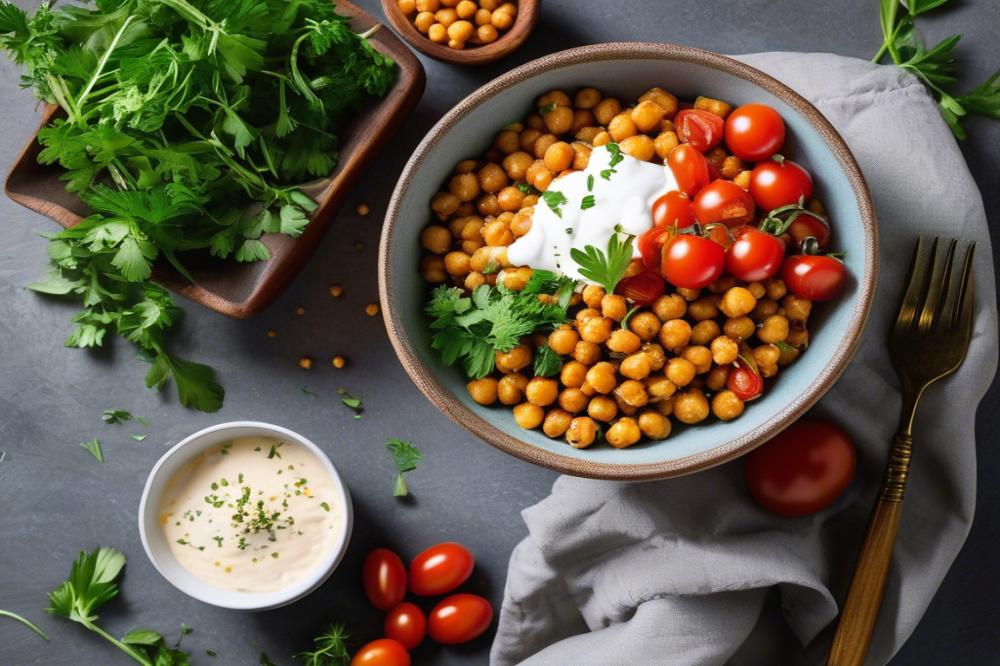 Crispy Dukkah-Spiced Chickpeas With Tomato Salad And Yogurt Recipe