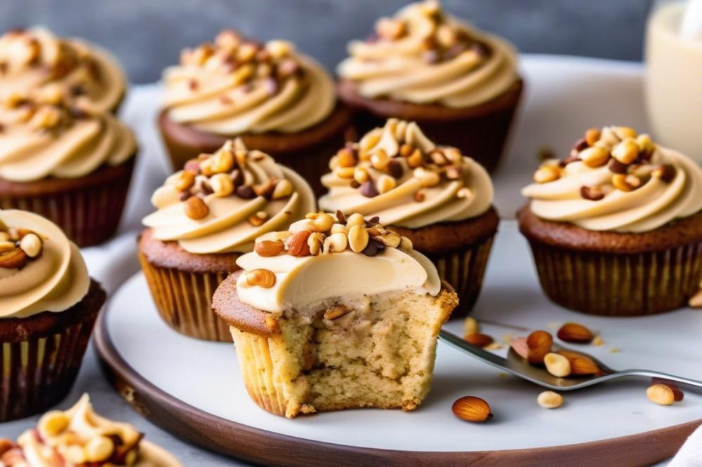 Delicious Banana Cupcakes With Creamy Peanut Butter Frosting
