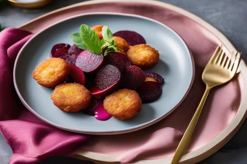 Delicious Beetroot And Goat Cheese Salad With Apple Fritters