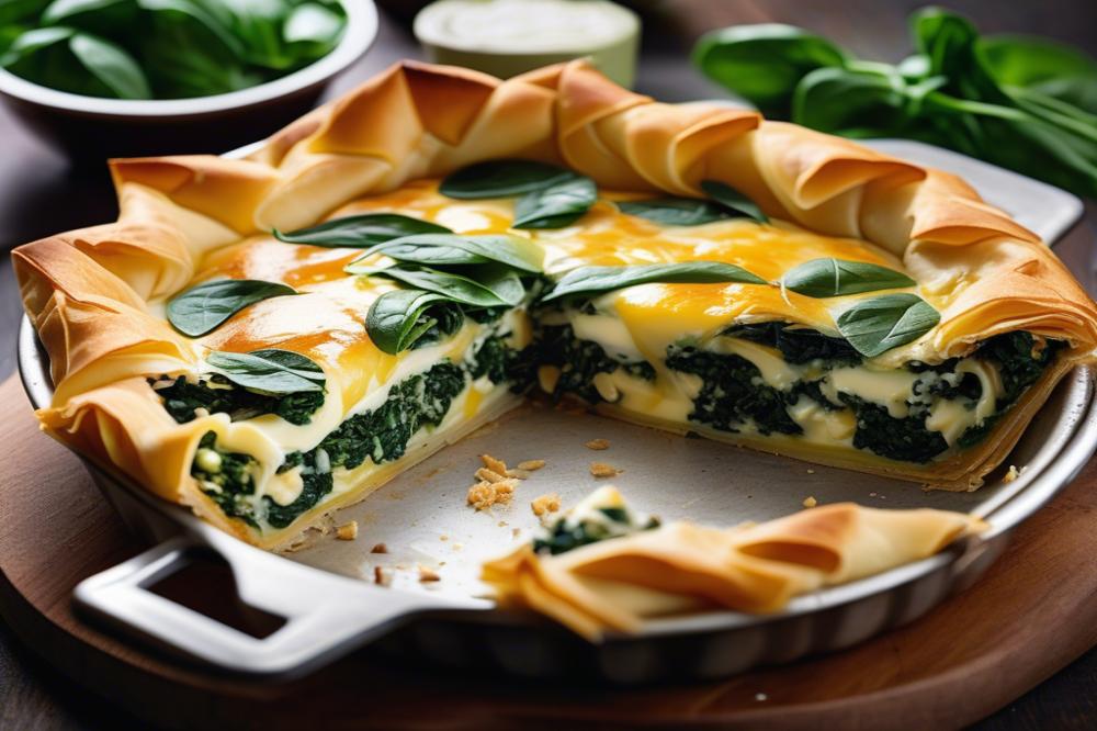 Delicious Cheese, Courgette, And Spinach Filo Pie Recipe