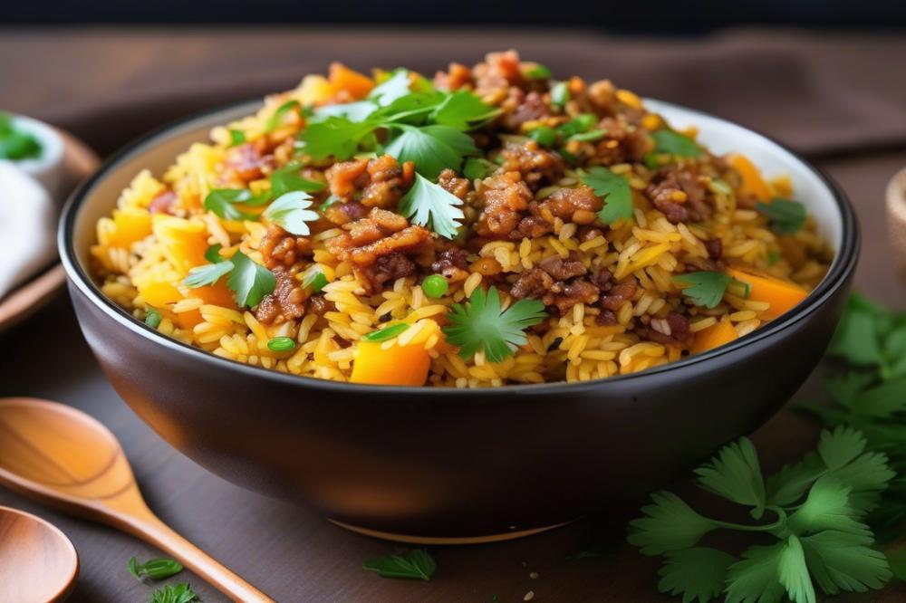 Delicious Chinese Pumpkin Rice With Minced Pork Recipe