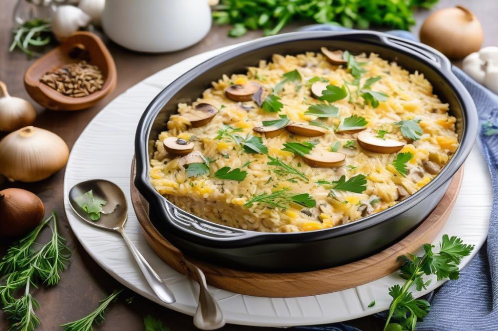 Delicious Creamy Mushroom Chicken Rice Casserole Recipe