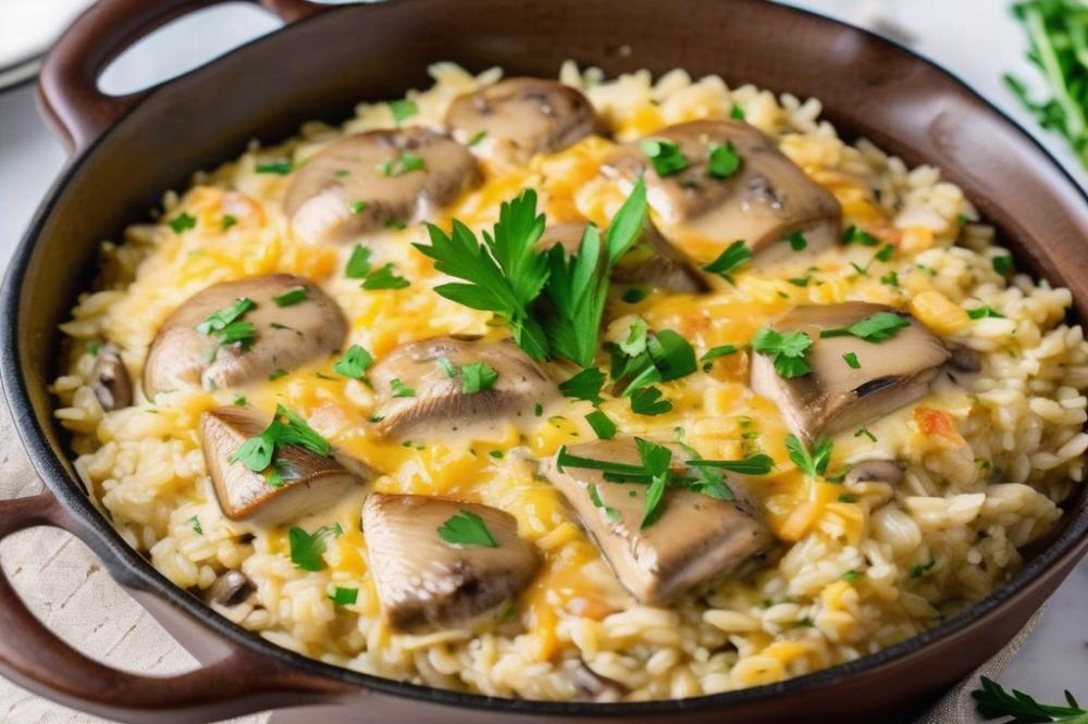 Delicious Creamy Mushroom Chicken Rice Casserole Recipe