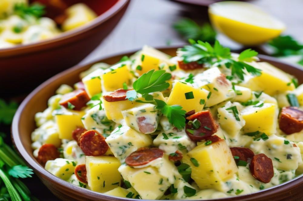 Delicious Creamy Potato Salad With Chorizo Recipe For Summer