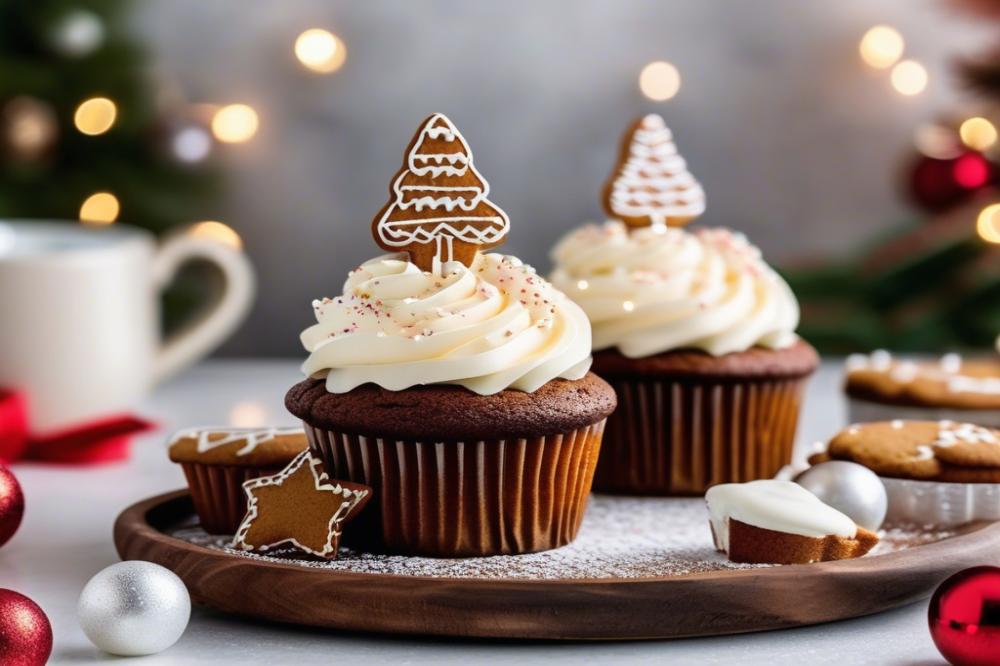 Delicious Gingerbread Cupcakes With Creamy White Chocolate Frosting