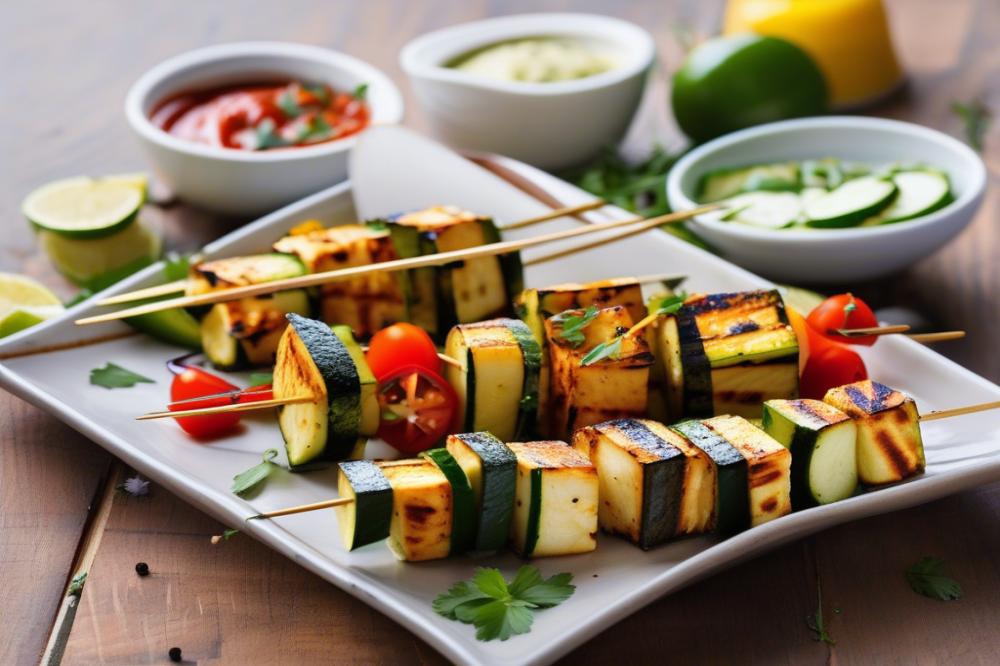 Delicious Grilled Paneer And Zucchini Skewers Recipe