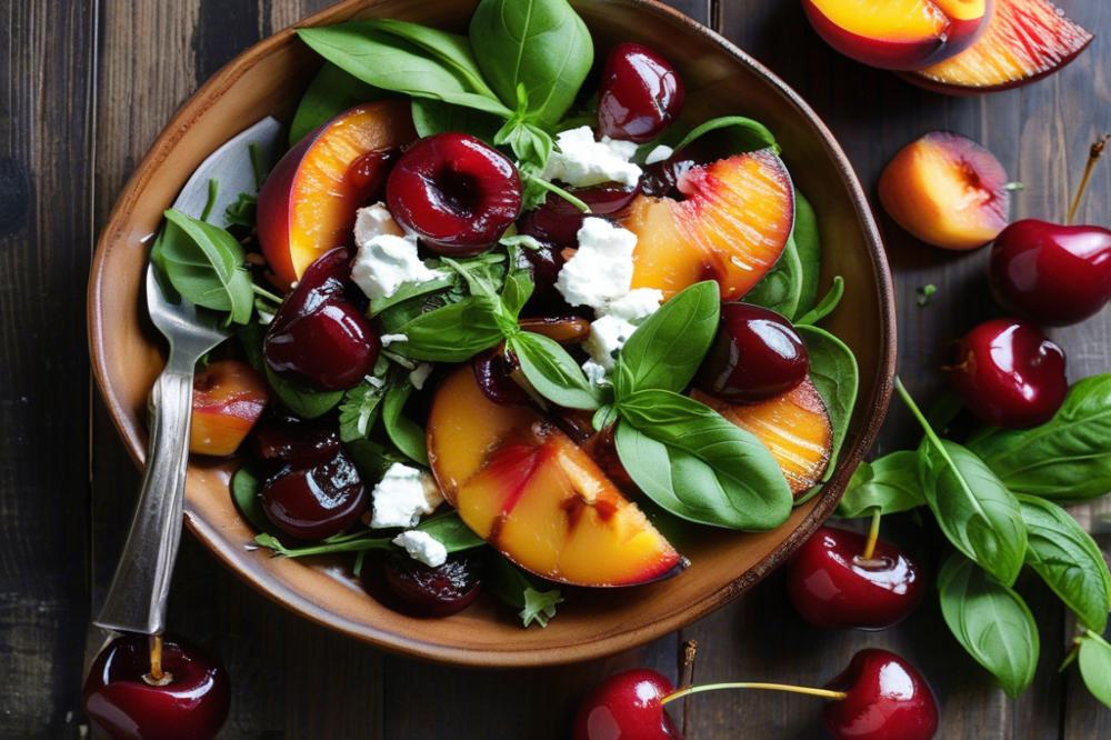 Delicious Grilled Peach, Cherry, And Goat Cheese Salad Recipe