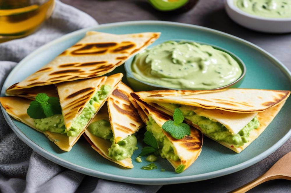 Delicious Guacamole-Stuffed Quesadilla With Mint Mayo Recipe