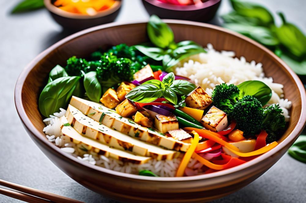 Delicious Layered Thai Basil Tofu Rice Recipe For Easy Cooking