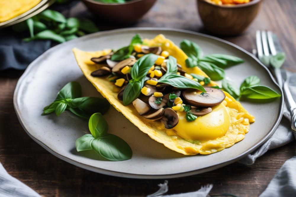 Delicious Mushroom Corn Basil Stuffed Omelette Recipe To Try