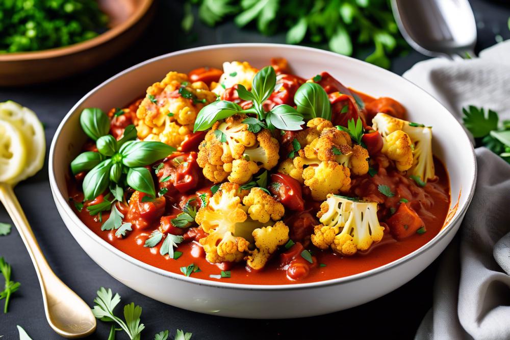 Delicious Roasted Cauliflower With Flavorful Tomato Gravy Recipe