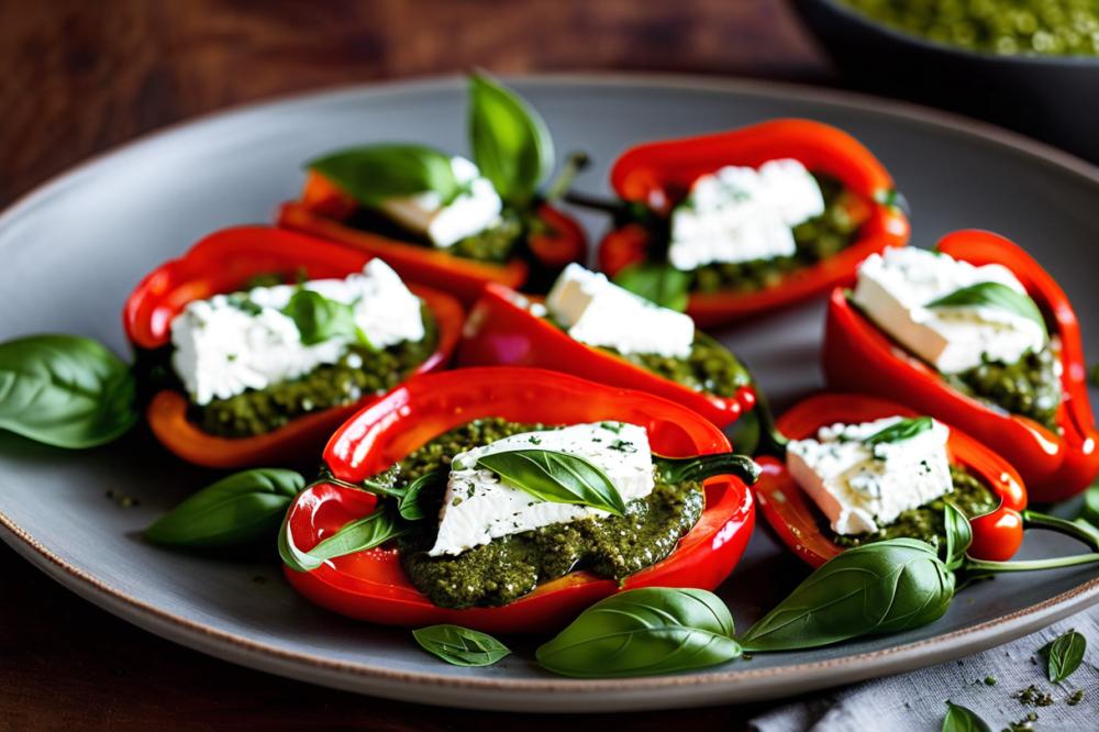 Delicious Roasted Red Peppers With Pesto And Goat Cheese Recipe