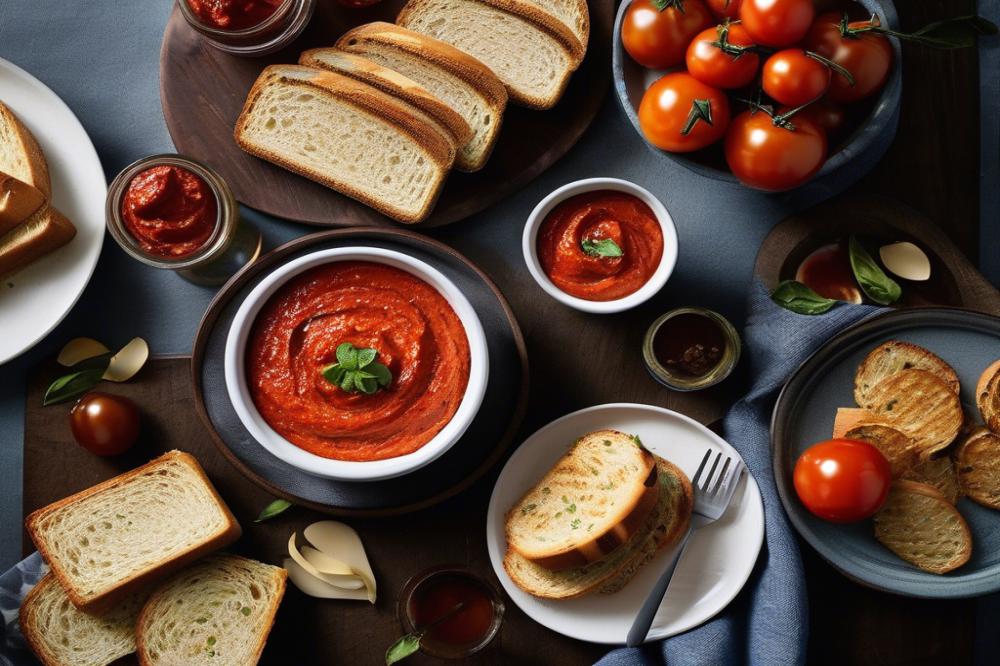 Delicious Roasted Tomato Almond Dip With Grilled Bread Recipe