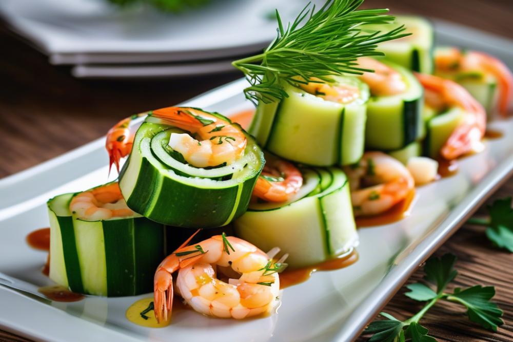 Delicious Roasted Zucchini Rolls With Shrimp And Cheese Recipe