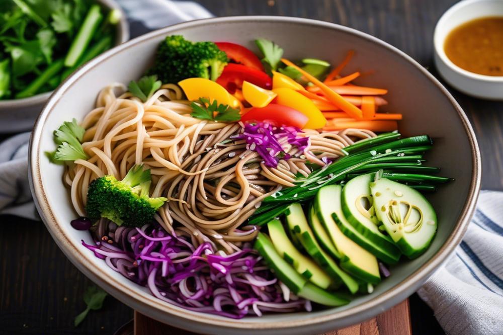 Delicious Soba Salad With Miso, Ginger, Aubergine & Broccoli