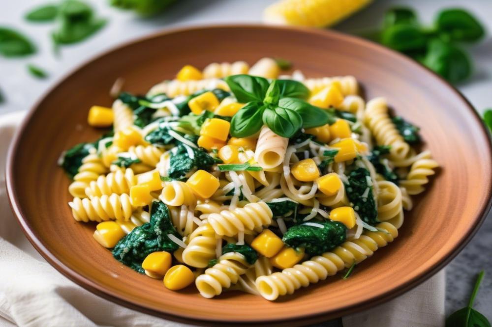 Delicious Spinach And Corn Pasta With Whole Wheat White Sauce