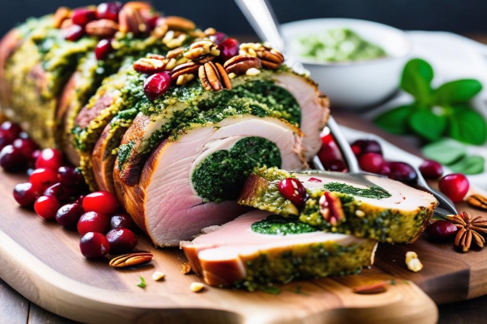 Delicious Stuffed Pork Loin With Spinach, Pesto, And Cranberries