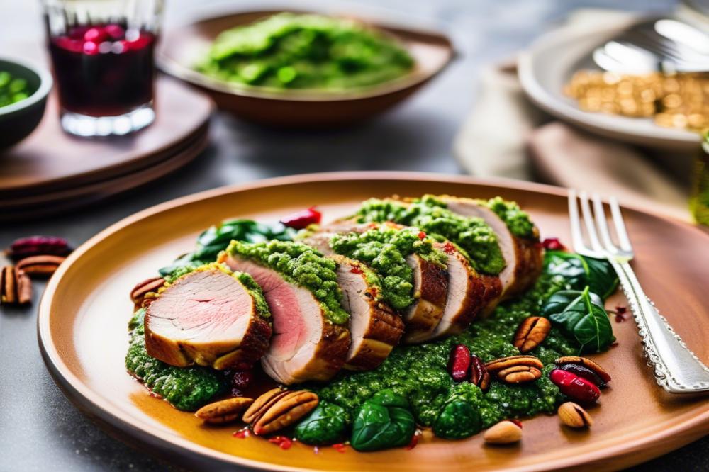 Delicious Stuffed Pork Loin With Spinach Pesto And Cranberries