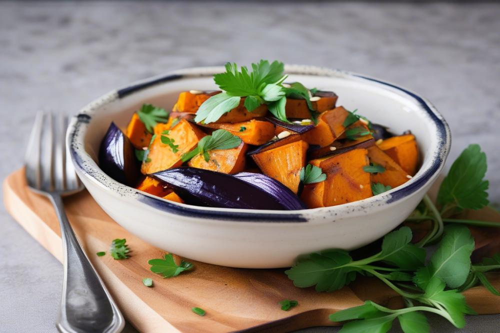 Delicious Sweet Potato And Aubergine Tahini Salad Recipe