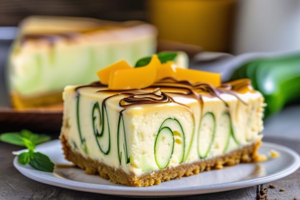 Delicious Vegan Zucchini Cake With Creamy Cheesecake Swirls