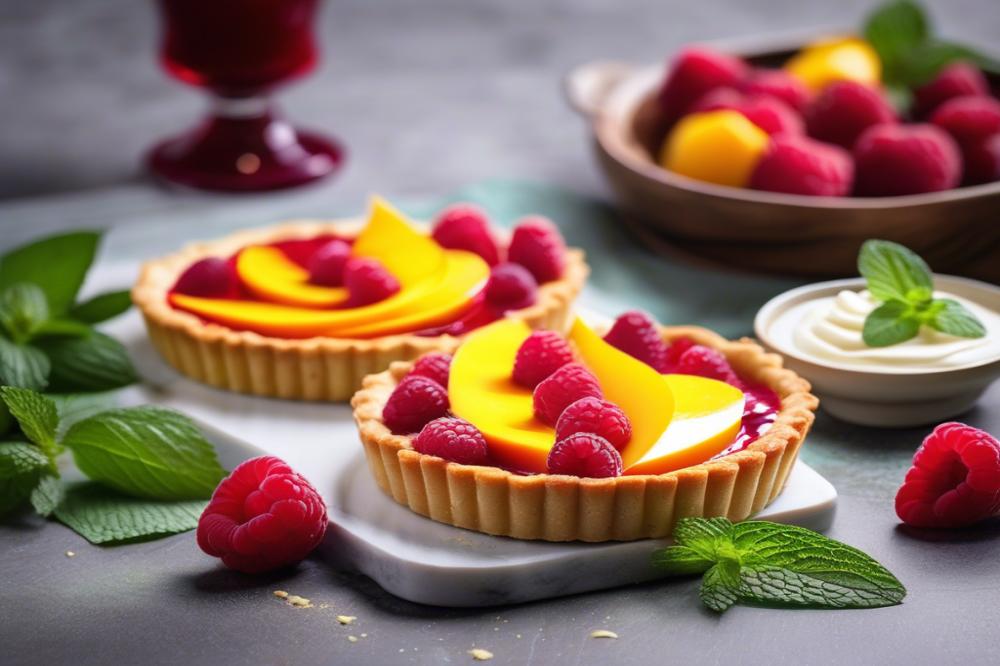 Delicious White Chocolate Mango Tart With Raspberry Coulis Recipe