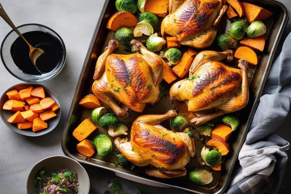 Easy Sheet Pan Chicken With Sweet Potatoes And Brussels Sprouts