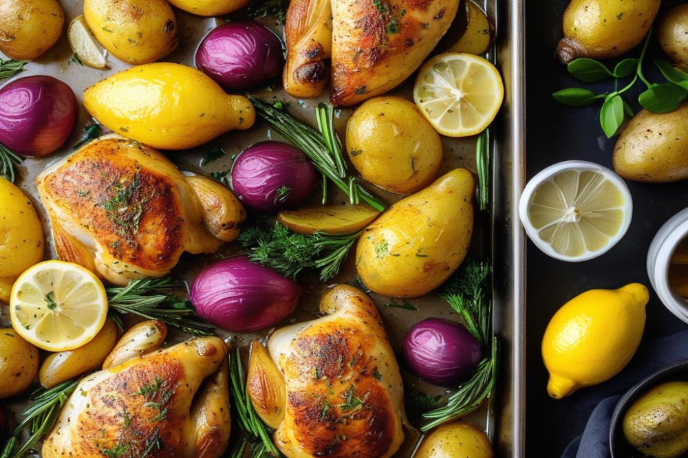 Easy Sheet Pan Lemon Garlic Chicken With Potatoes Recipe