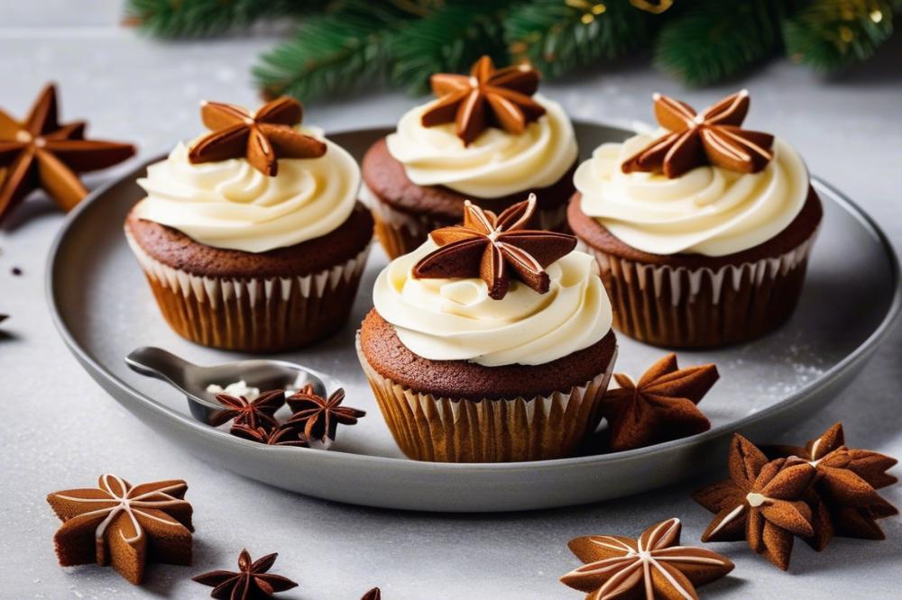 Gingerbread Cupcakes With Creamy White Chocolate Pudding Frosting