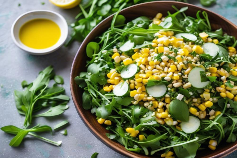 Refreshing Arugula Corn Salad With Lemon Garlic Dressing Recipe