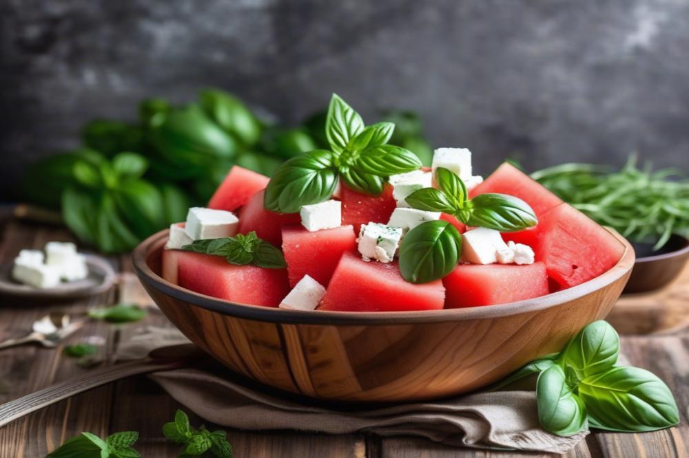 Refreshing Watermelon Feta Salad With Basil For Summer