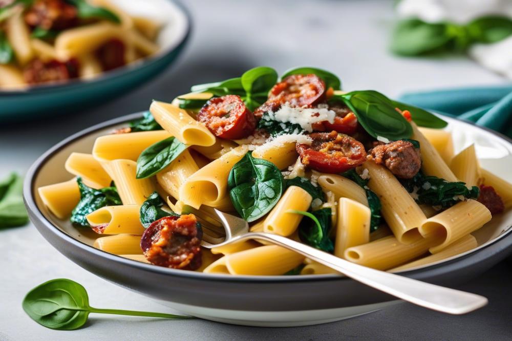 Sun-Dried Tomato Pasta With Sausage And Spinach Recipe