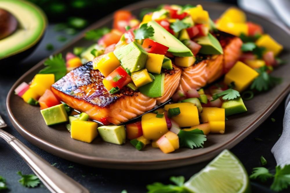 Sweet And Spicy Salmon With Mango Avocado Salsa Recipe