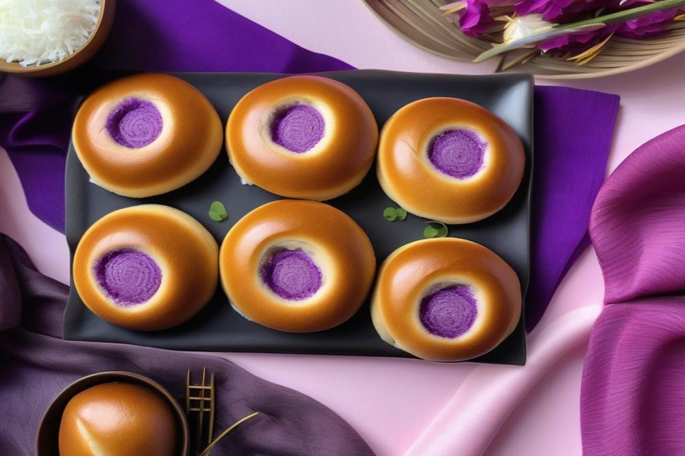 Sweet Taros Buns With Coconut Filling