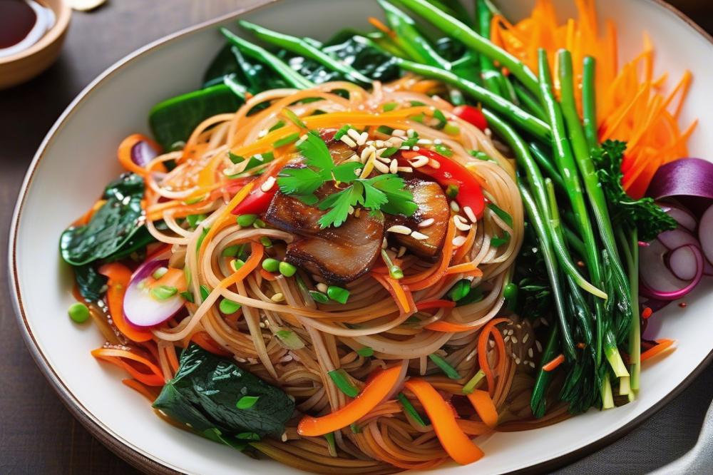 Traditional Japchae Korean Glass Noodle Stir-Fry